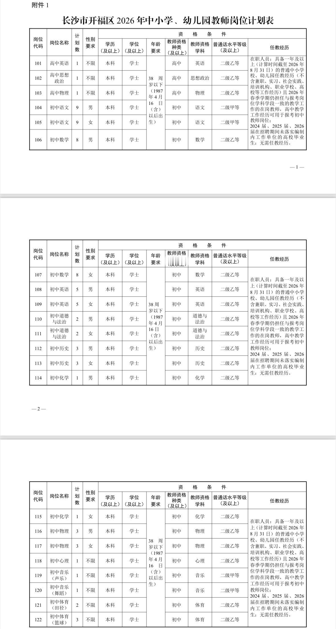 长沙开福区教师招聘120人！事业编！

📌 单位名称: 长沙市开福区教育局
?