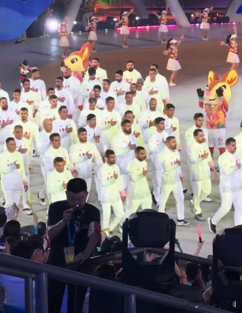  一眼破防！伊朗代表团特殊礼仪亮相亚沙会，家国情怀满满。
三亚亚沙会开幕式高光时