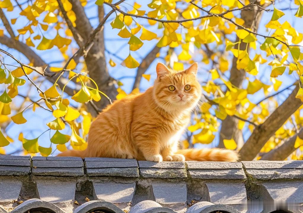 橘猫，秋天的守护者 ​​​