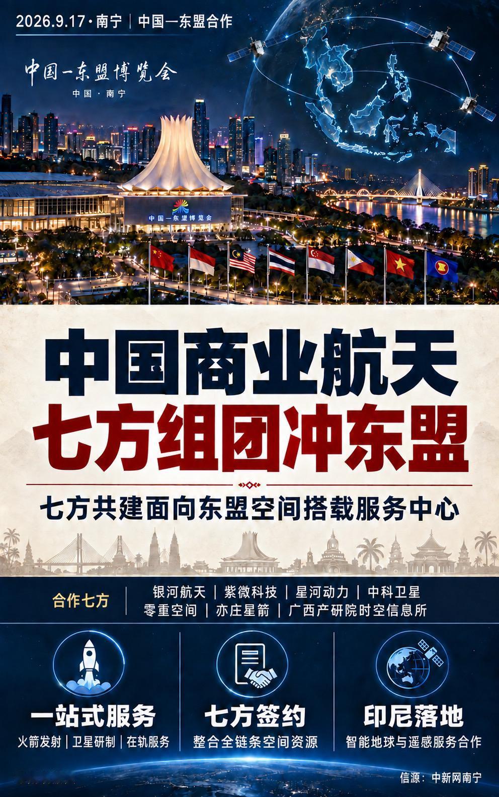 9月17日，中国—东盟商业航天与空间智能合作会议在南宁举行。

银河航天、星河动