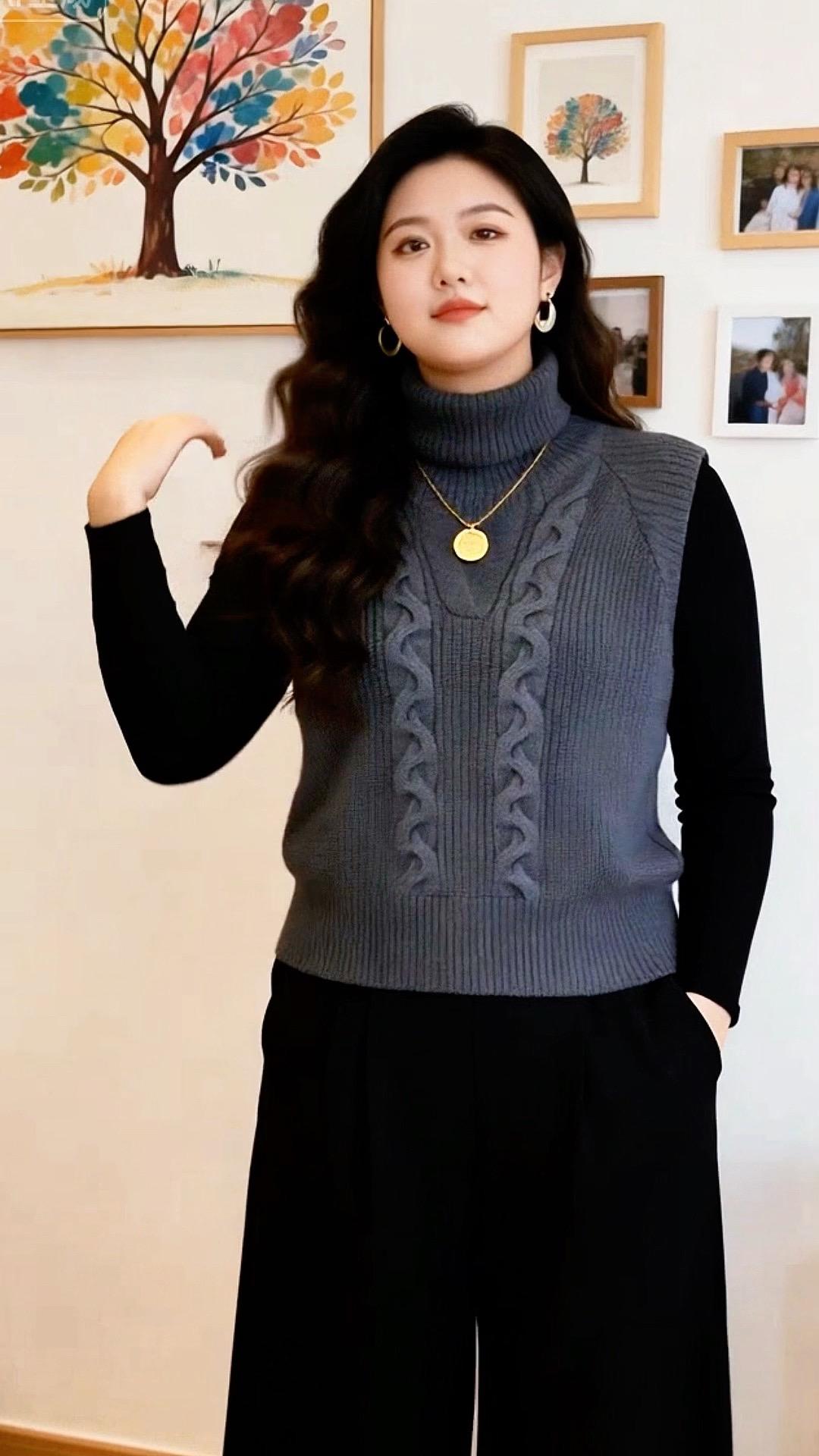 大码女装 毛毛外套 保暖又好看 时尚休闲穿搭 我的初雪穿搭准备好啦