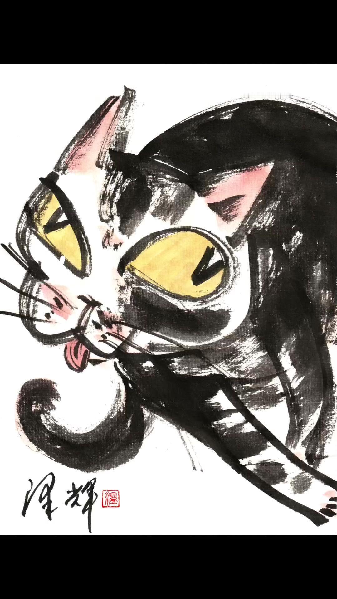 ✨这猫画得，谁看了不迷糊？谁懂啊！这幅画里的猫咪也太灵动了吧～爪子肉垫粉扑扑的，