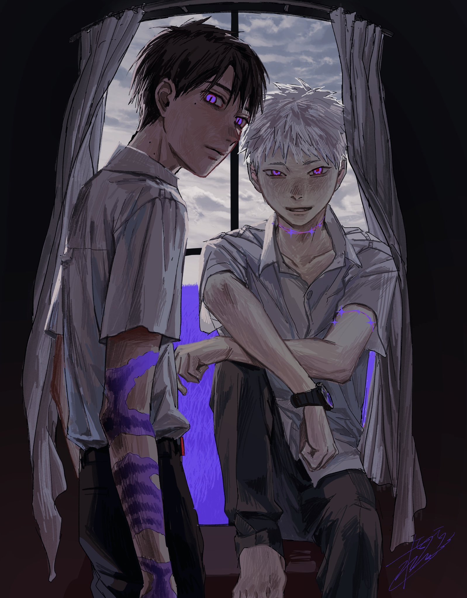 光死去的夏天 作者·目目莲由于本周没有更新附赠绘制了一张插图🎊 ​​​