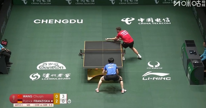 男单丢分！混合团体赛王楚钦1-2弗朗西斯卡，中国队大比分6-3领先