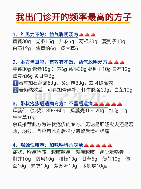 我中医门诊开的频率最高的方子，效可探讨❗