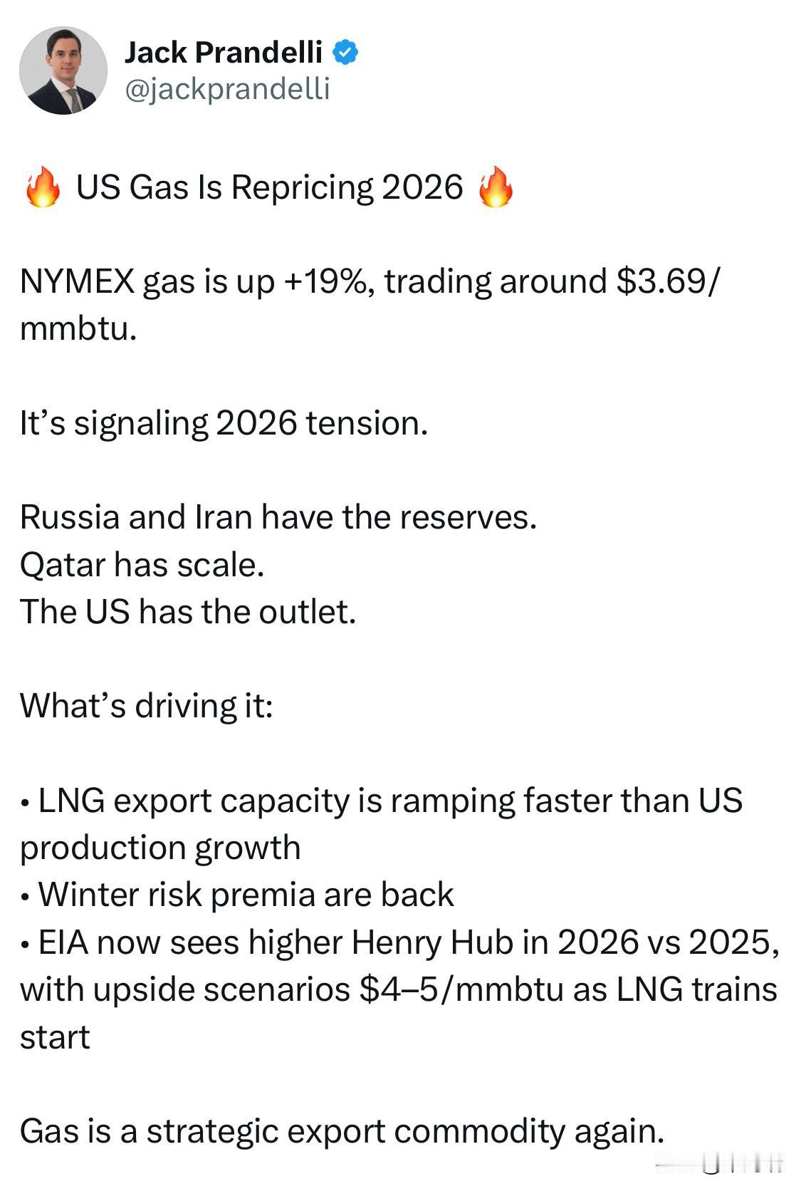 美国天然气价格将于2026年重新调整

纽约商品交易所天然气价格上涨 19%，交
