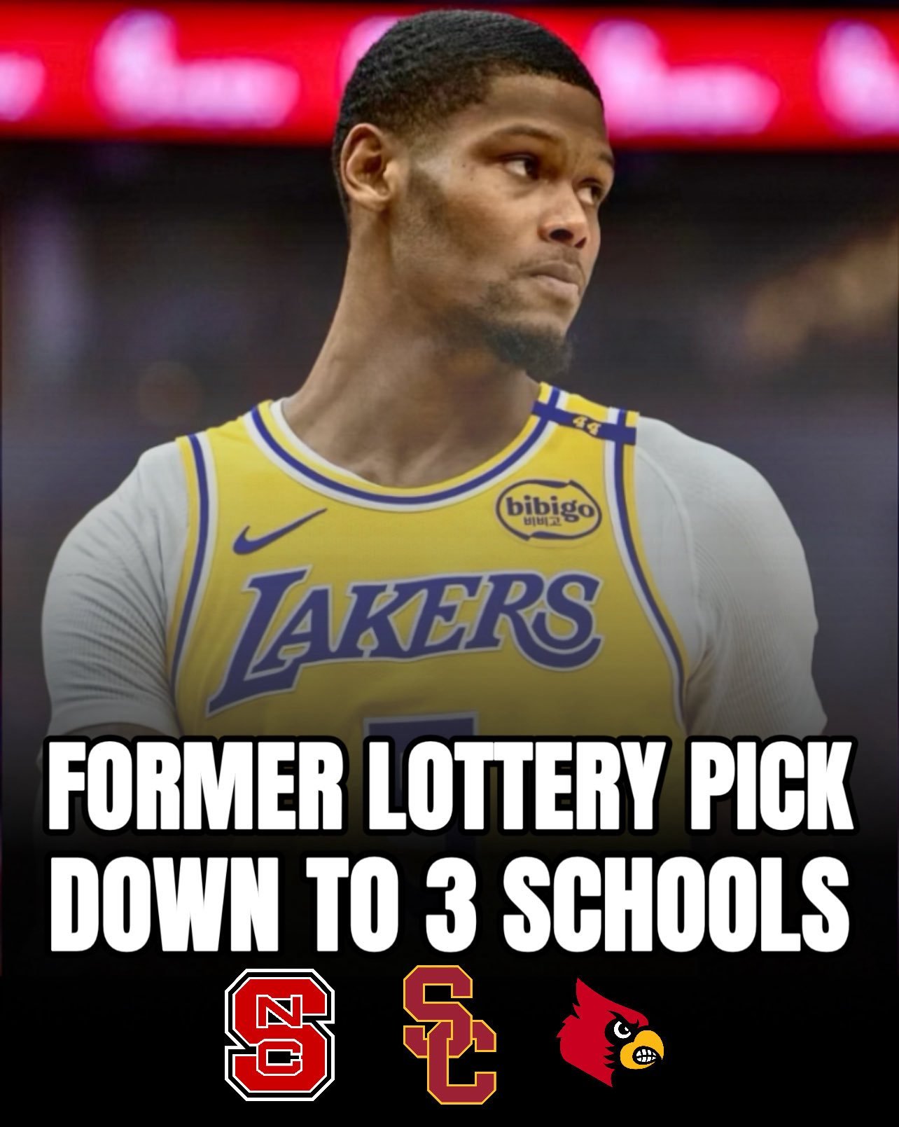 据美媒报道，前NBA球员卡姆·雷迪什透露，他目前在考虑的三所学校名单已经缩小到只