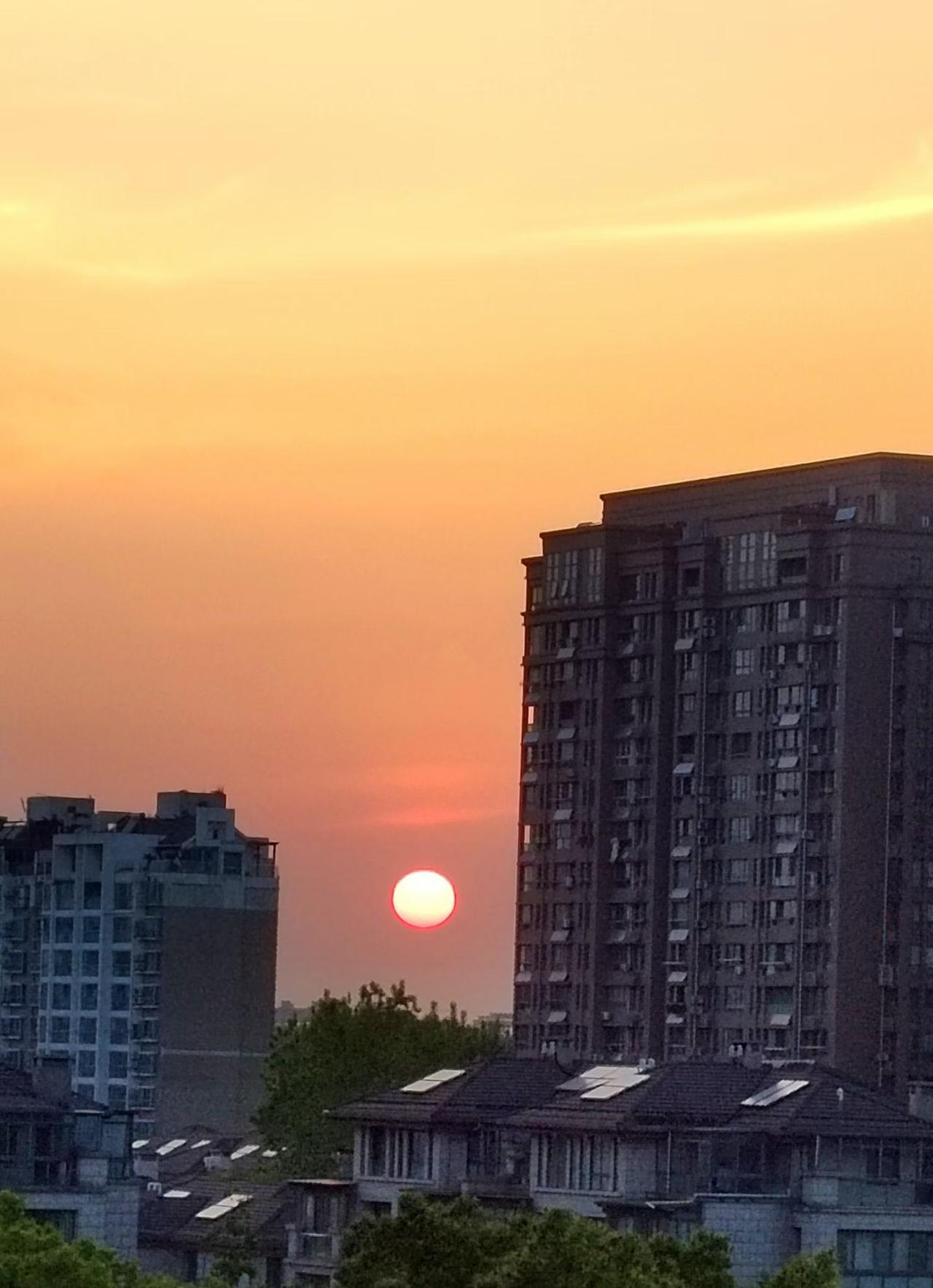 分享日落美照昨天傍晚小区里拍摄的夕阳日落。