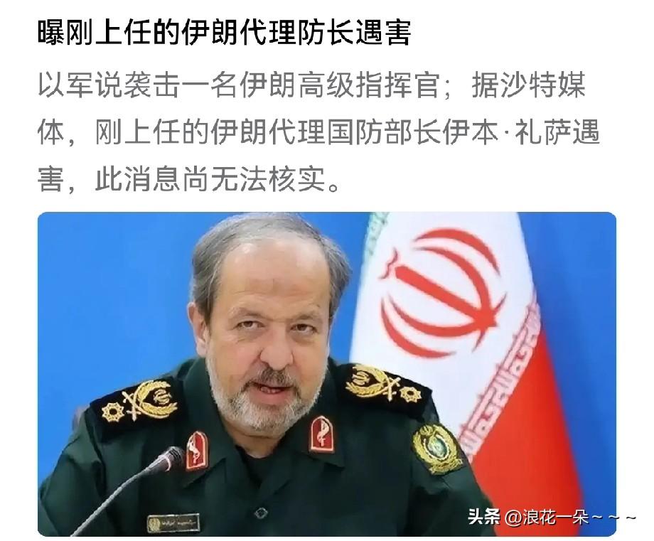 就在刚刚，
伊朗🇮🇷刚上任的代理国防部长伊本·礼萨就被曝遇害！我突然想，你们