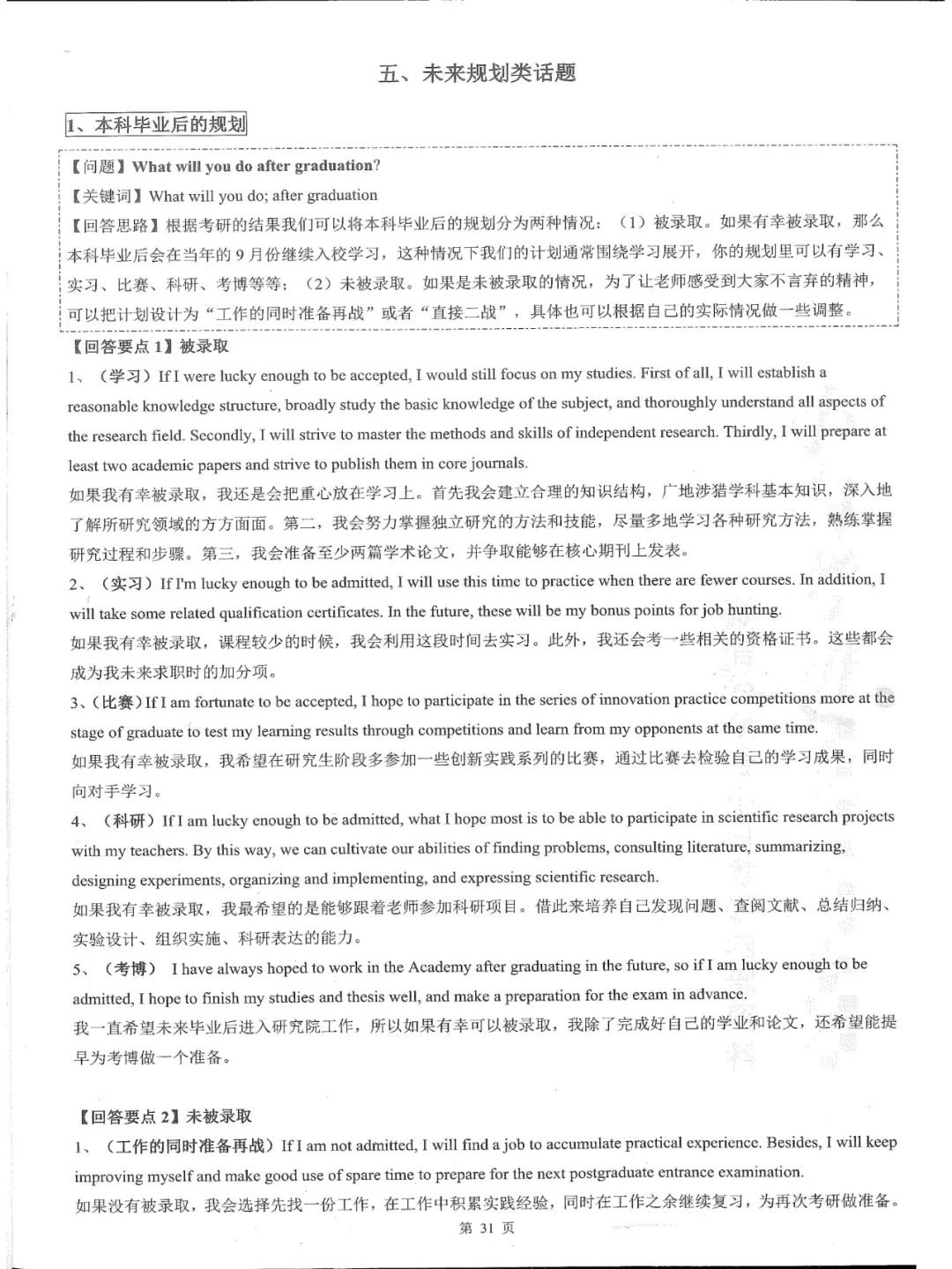 25考研复试最新英语口语模板（第五弹）
