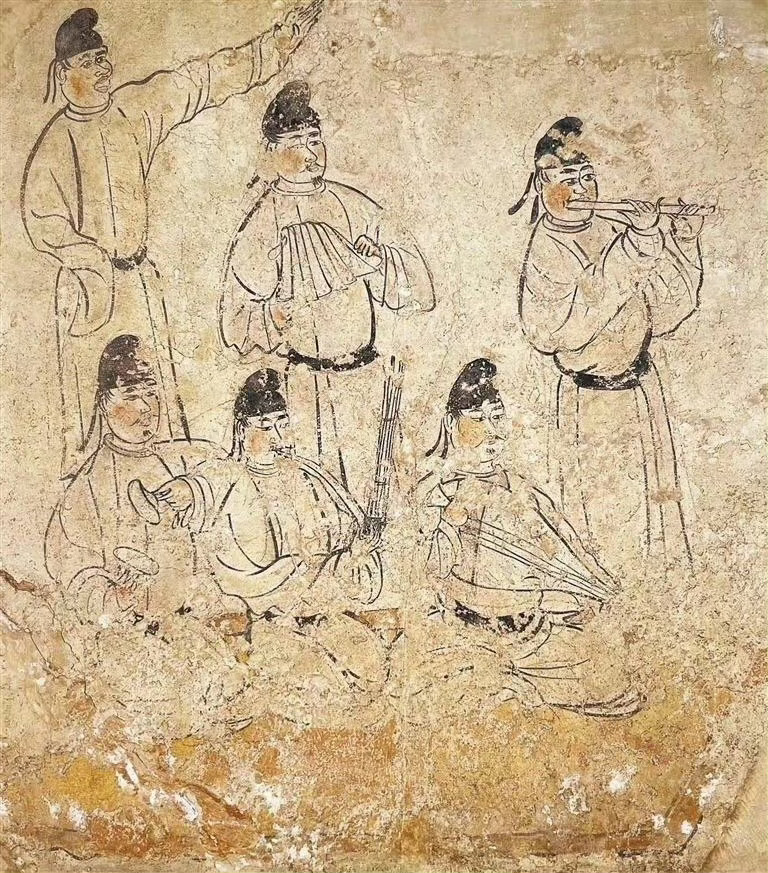 唐·苏思勖墓壁画《乐舞图》 | 陕西历史博物馆难怪安禄山300斤能跳胡旋舞 ​​