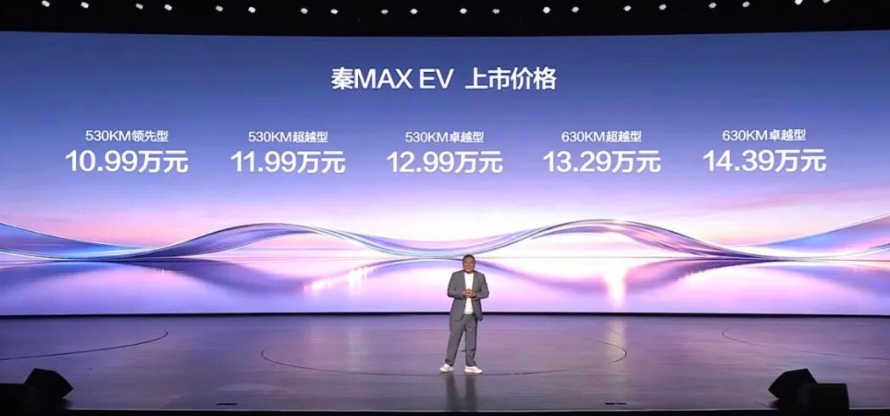 秦MAX DM-i 9.99万元-12.99万元秦MAX EV 10.99万元-