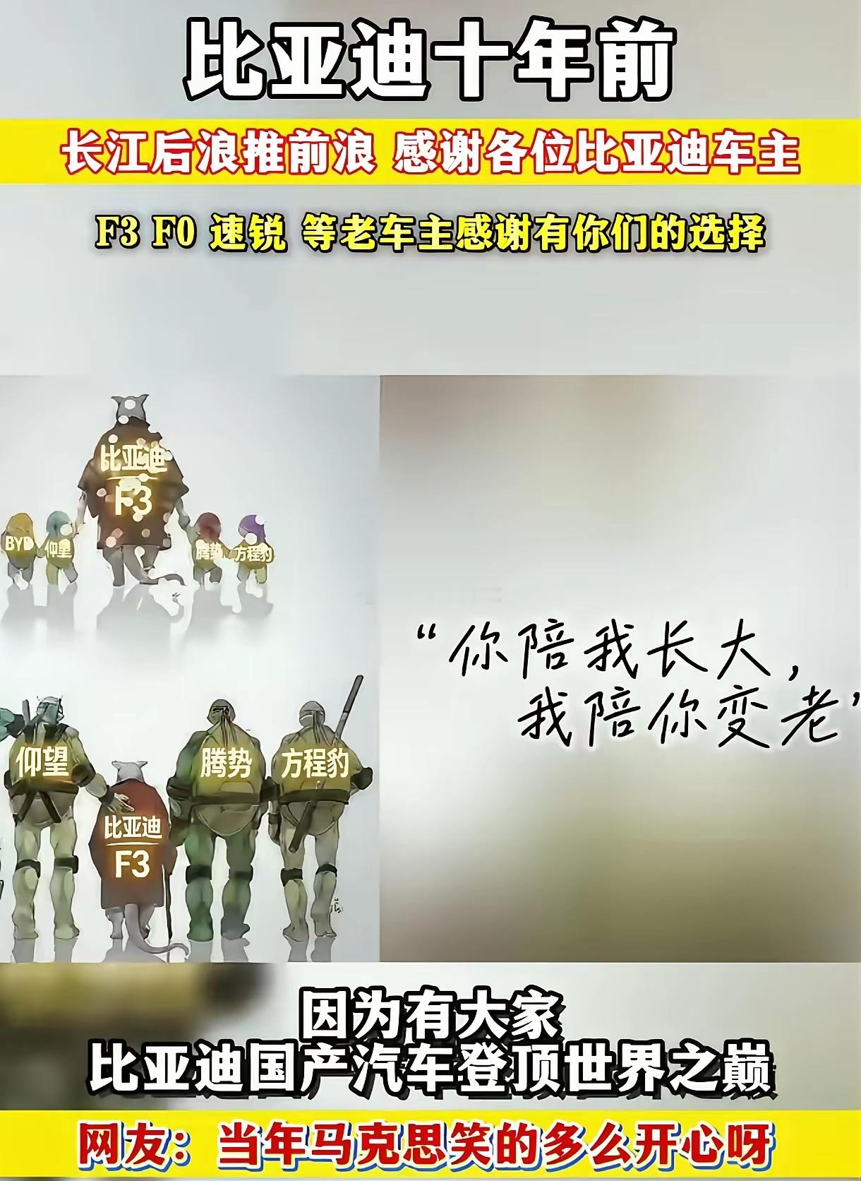 十年前洋人问比亚迪：传福总，你说十年后比亚迪要做世界第一是不是吹牛呀，当时马斯克