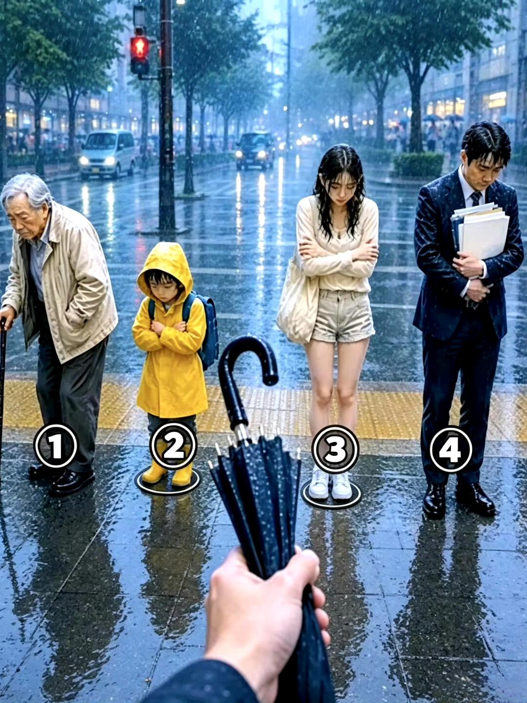 出于同理心，你会把伞给谁？