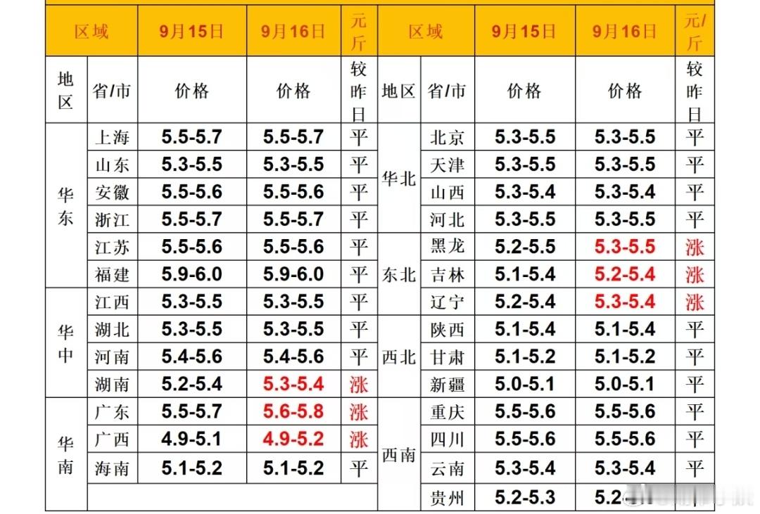 每日猪价 ​​​