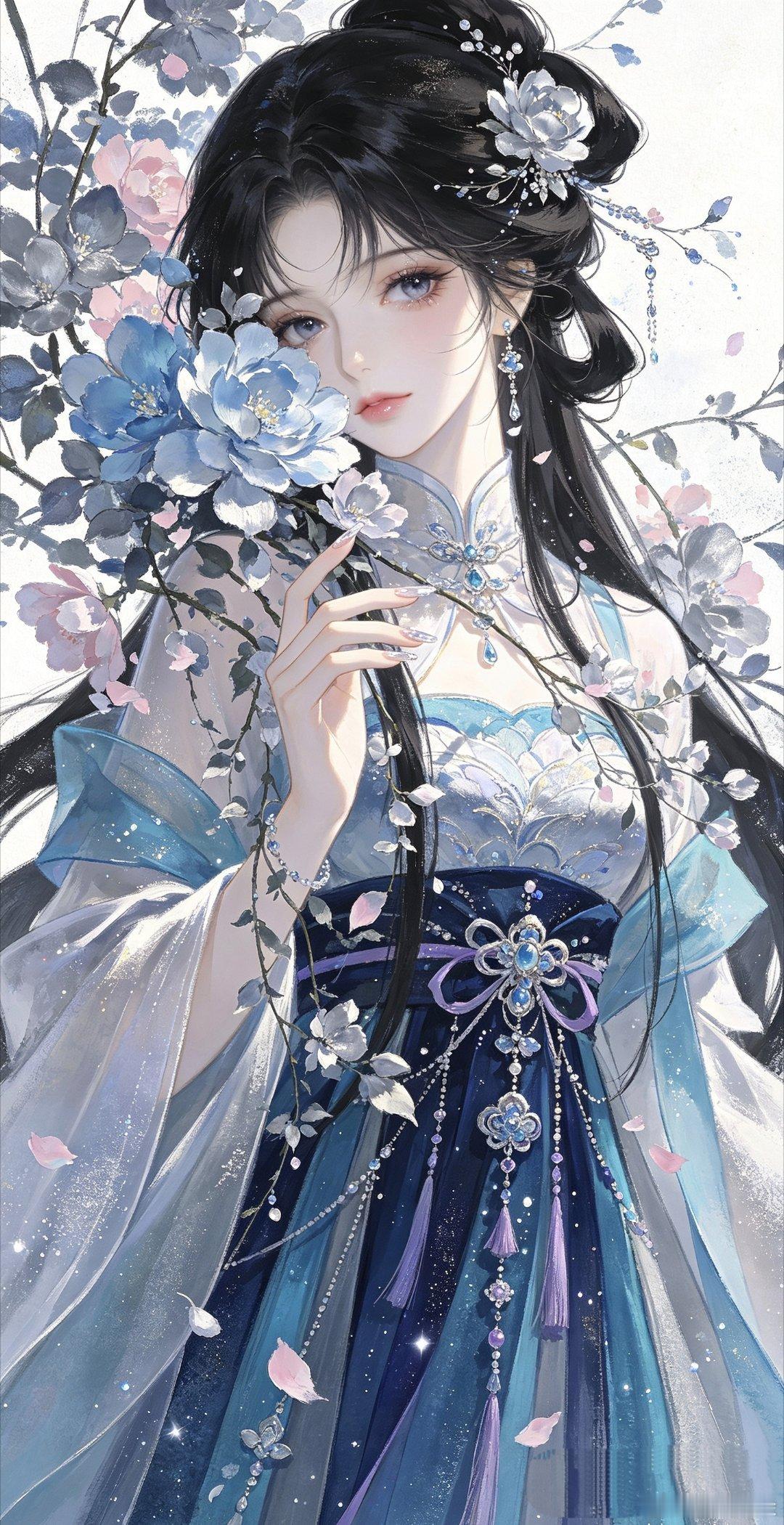 花间倩影古风美人插画壁纸 