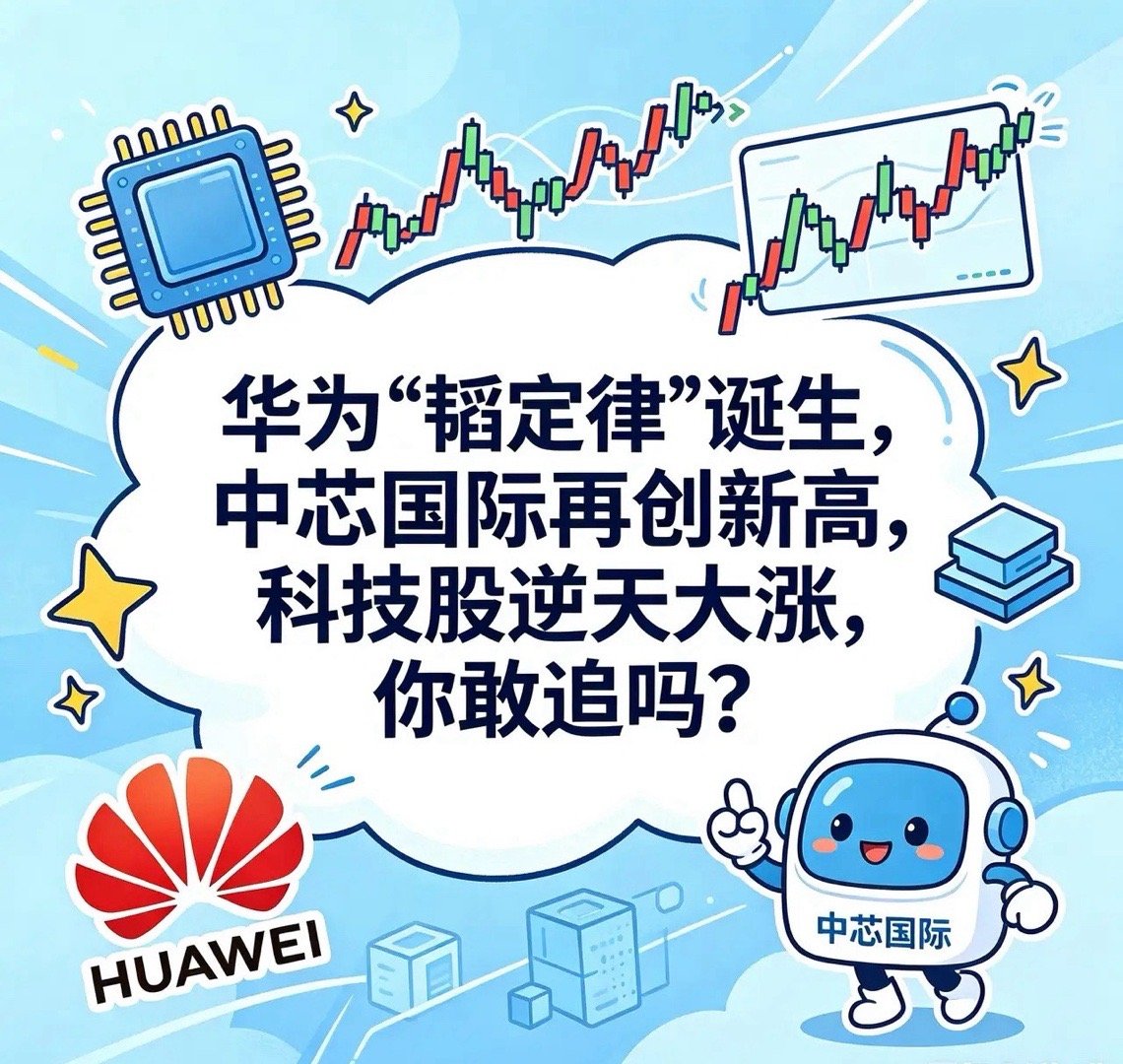 华为“韬定律”诞生，中芯国际再创新高，科技股逆天大涨，你敢追吗？说实话，这样的行