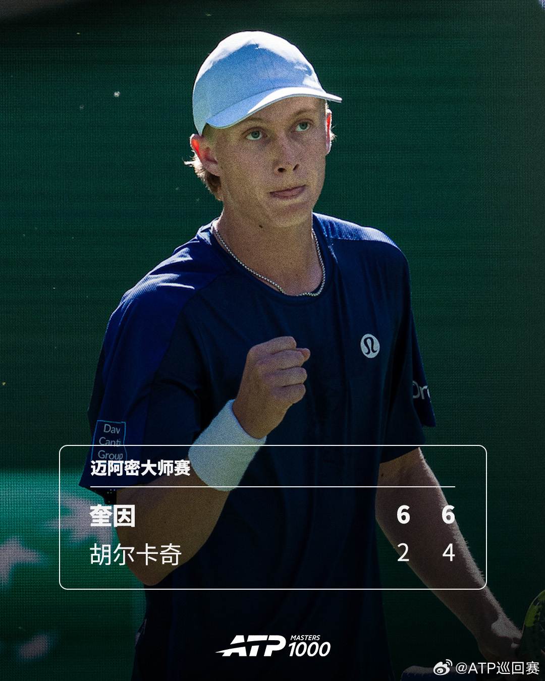延续连胜势头🔥ATP1000 迈阿密大师赛首轮，凤凰城挑战赛冠军奎因以6-2 