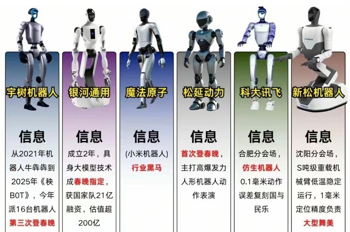 春晚 6 家机器人 一分钟看懂差异

2026 央视春晚，6 家机器人企业同台亮