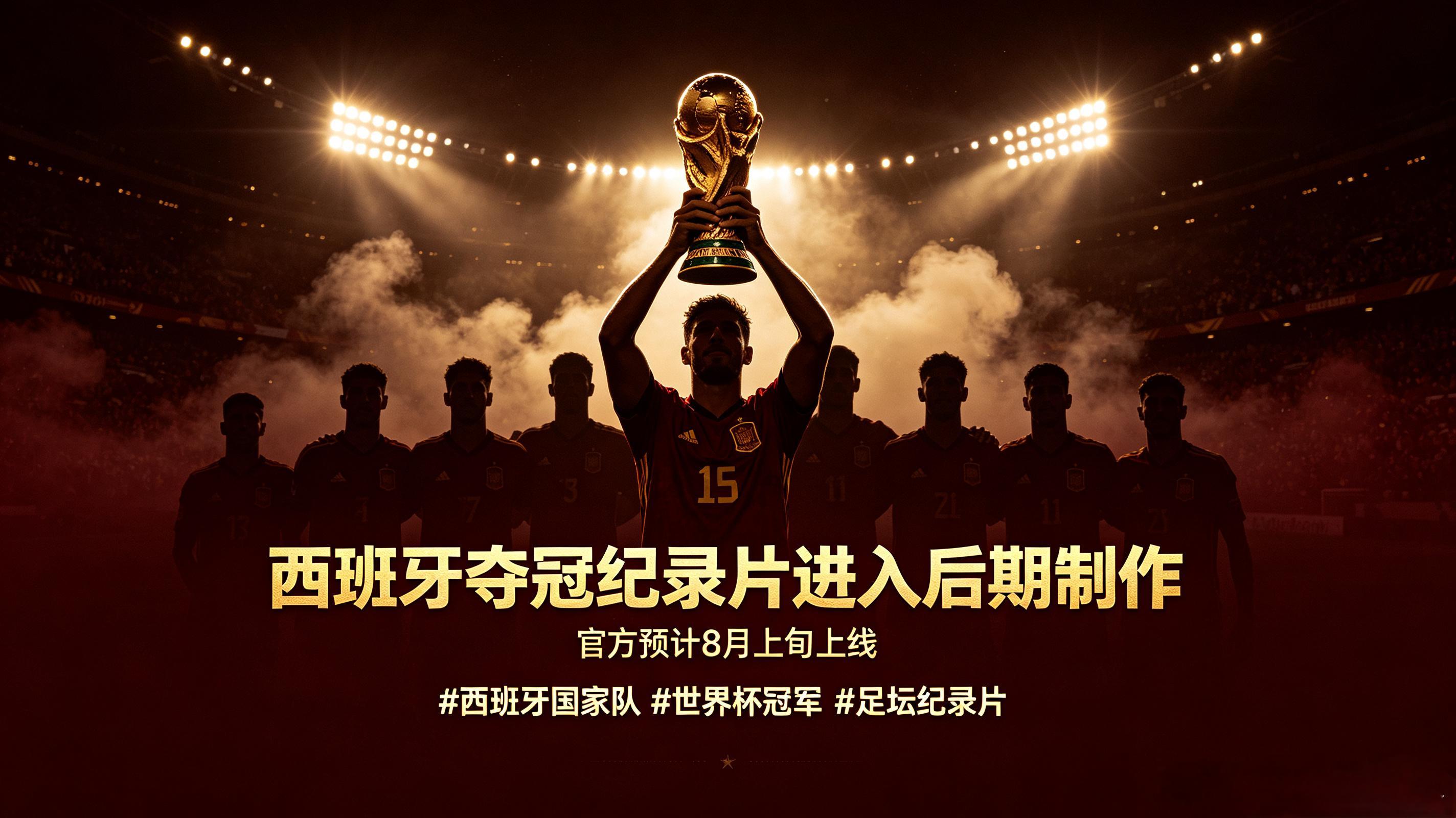 西班牙这支世界杯冠军队伍的夺冠纪录片目前已经进入后期剪辑环节，官方给出上线时间预