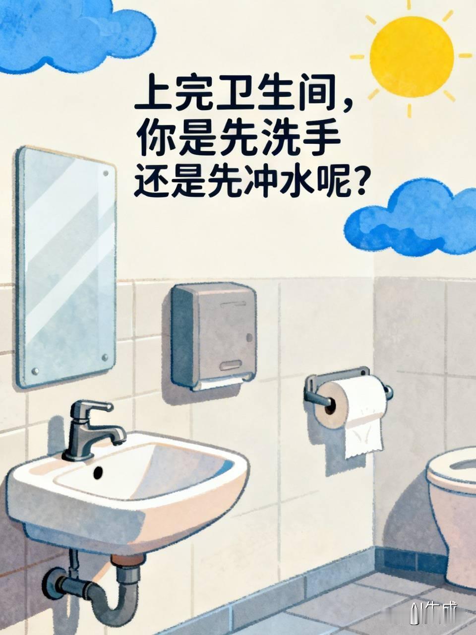 今天要聊的话题，你们可能会觉得挺无聊，就是闲来无事的话题。
当你上完卫生间，是先