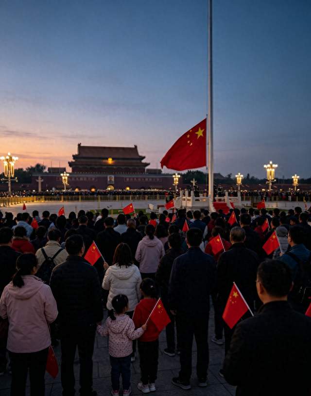 万人奔赴天安门广场，国庆升旗仪式，藏着中国人独有的浪漫