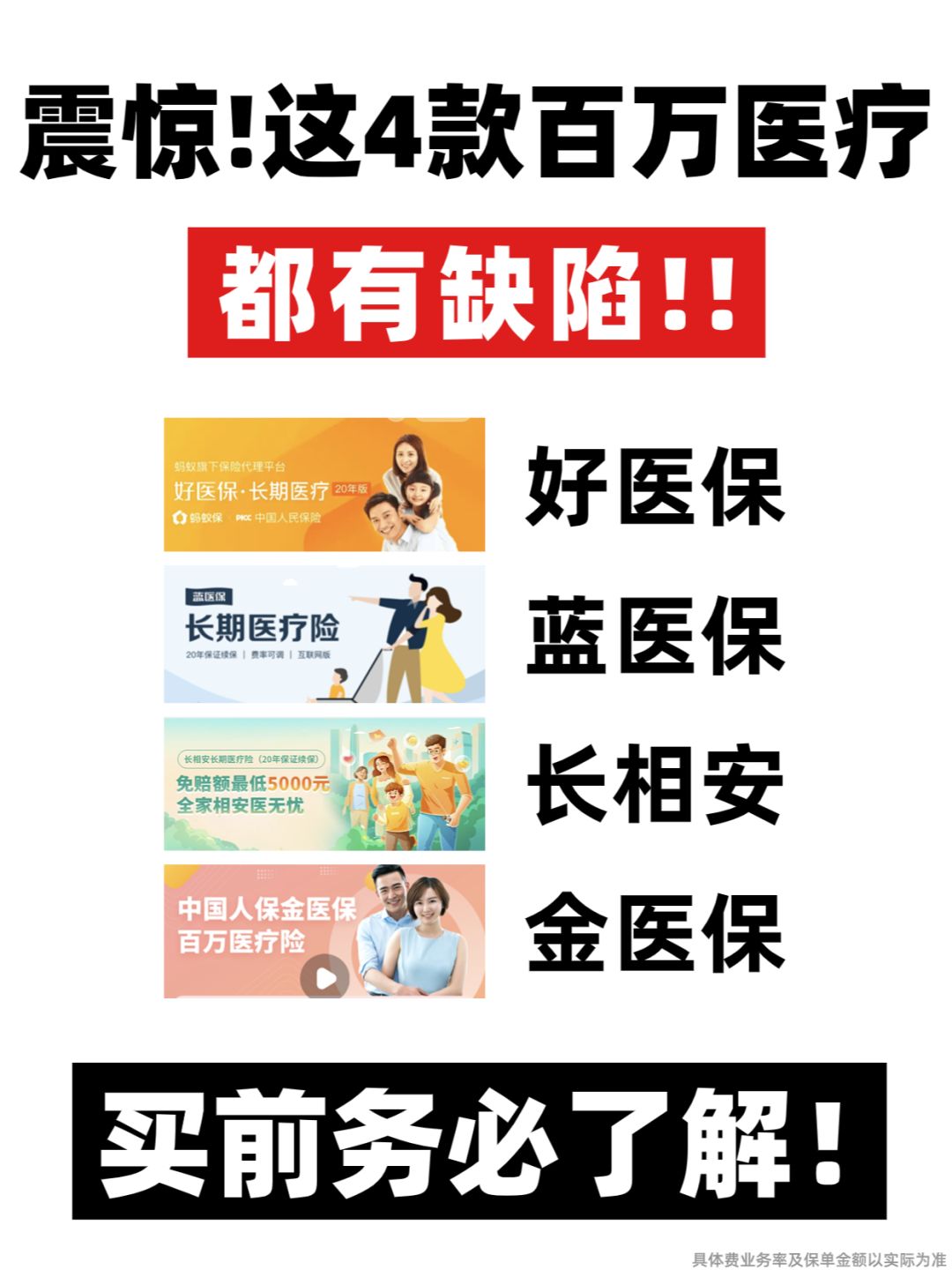 好医保/长相安/金医保/蓝医保，买前必看！