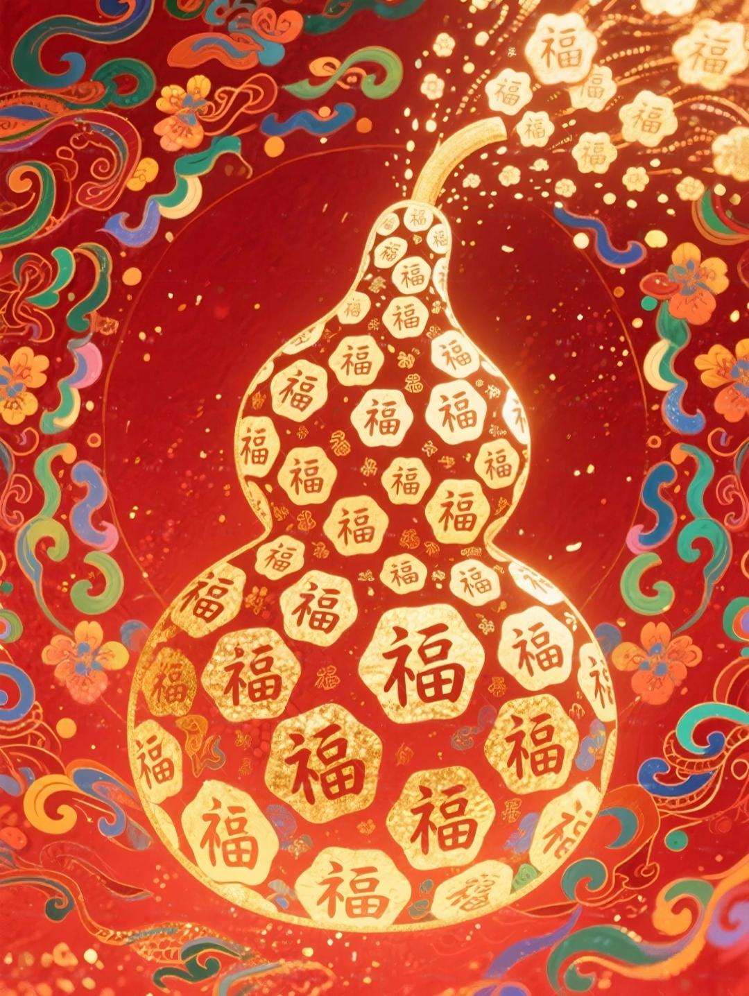 金葫芦纳福聚祥，将百事亨通与绵绵好运尽数珍藏。这份盈满的吉意正传至你掌心——请欣