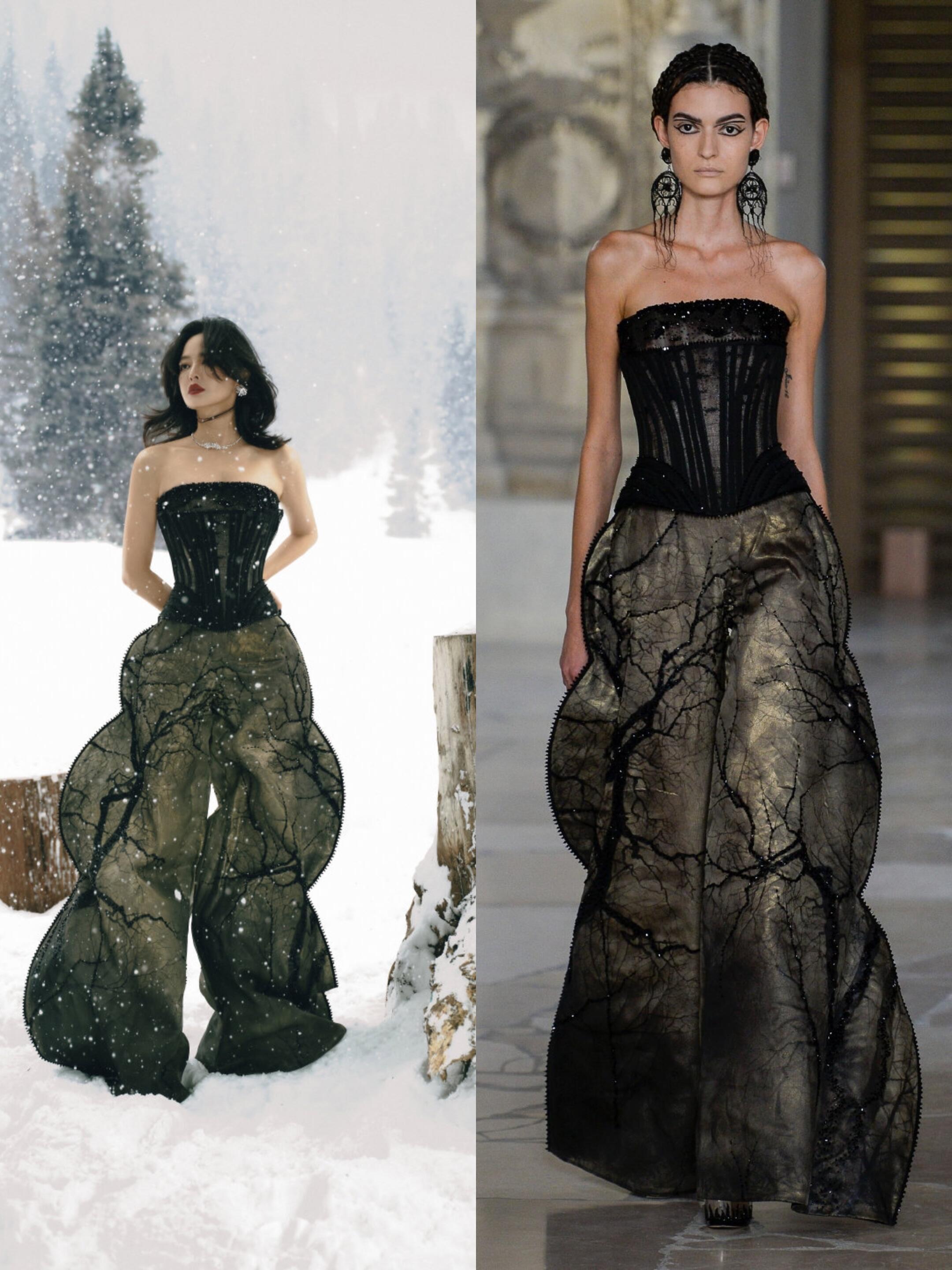 辛芷蕾微博之夜身穿GUO PEI 2018秋冬高定 