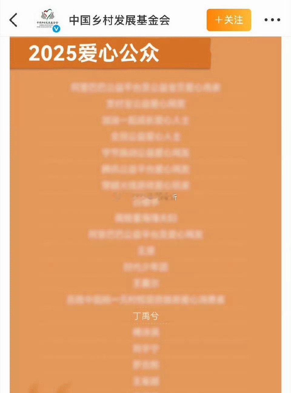 昨晚发布的中国乡村发展基金会2025年报上，在感谢大力支持并共同参与乡村振兴事业