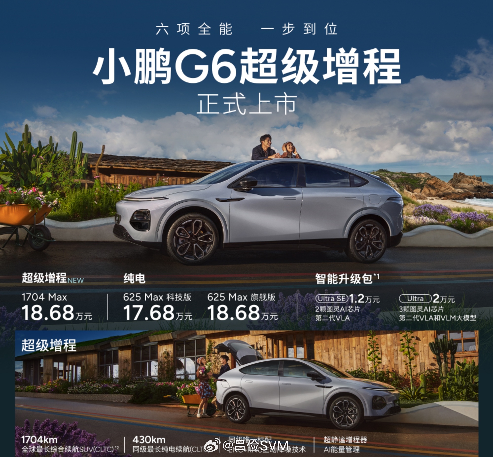 小鹏G6超级增程六项全能一步到位小鹏的定价挺有意思的，我来给大家分析下。这次小鹏