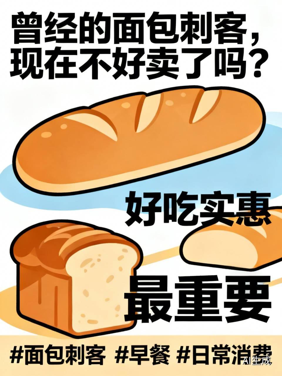 标题：曾经的面包刺客，现在不好卖了吗？
以前不少面包店里面包卖得很贵，小小的一块