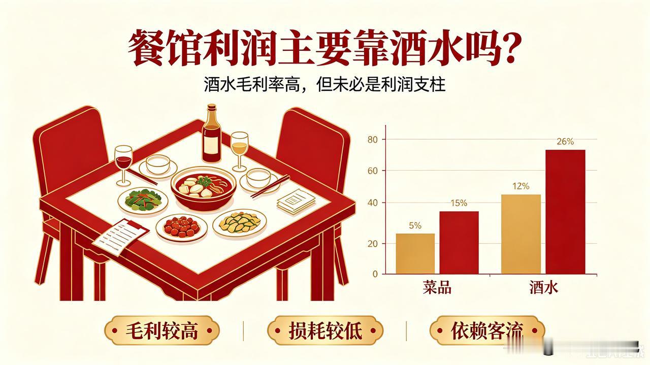 餐馆利润，真的主要靠酒水吗？
 
很多人都说饭店不赚菜钱，主要利润全靠卖酒水，事