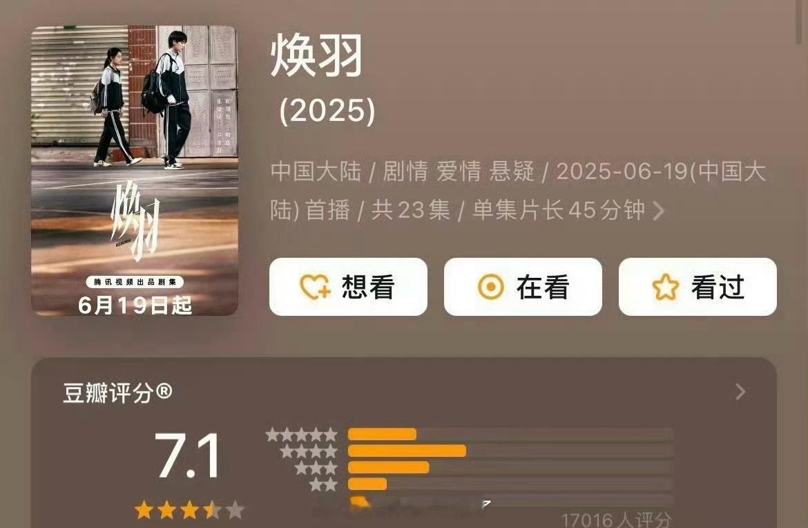 张婧仪、周翊然的《焕羽》开分7.1，大家感觉高了低了？ ​​​