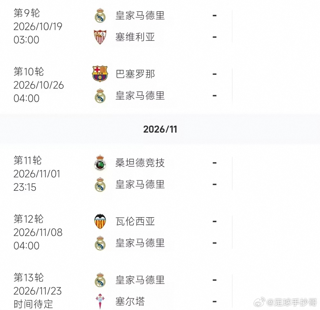 皇马7分43秒连轰3球4场联赛禁赛！维修斯无缘西甲与塞维、巴萨、桑坦德、瓦伦的对