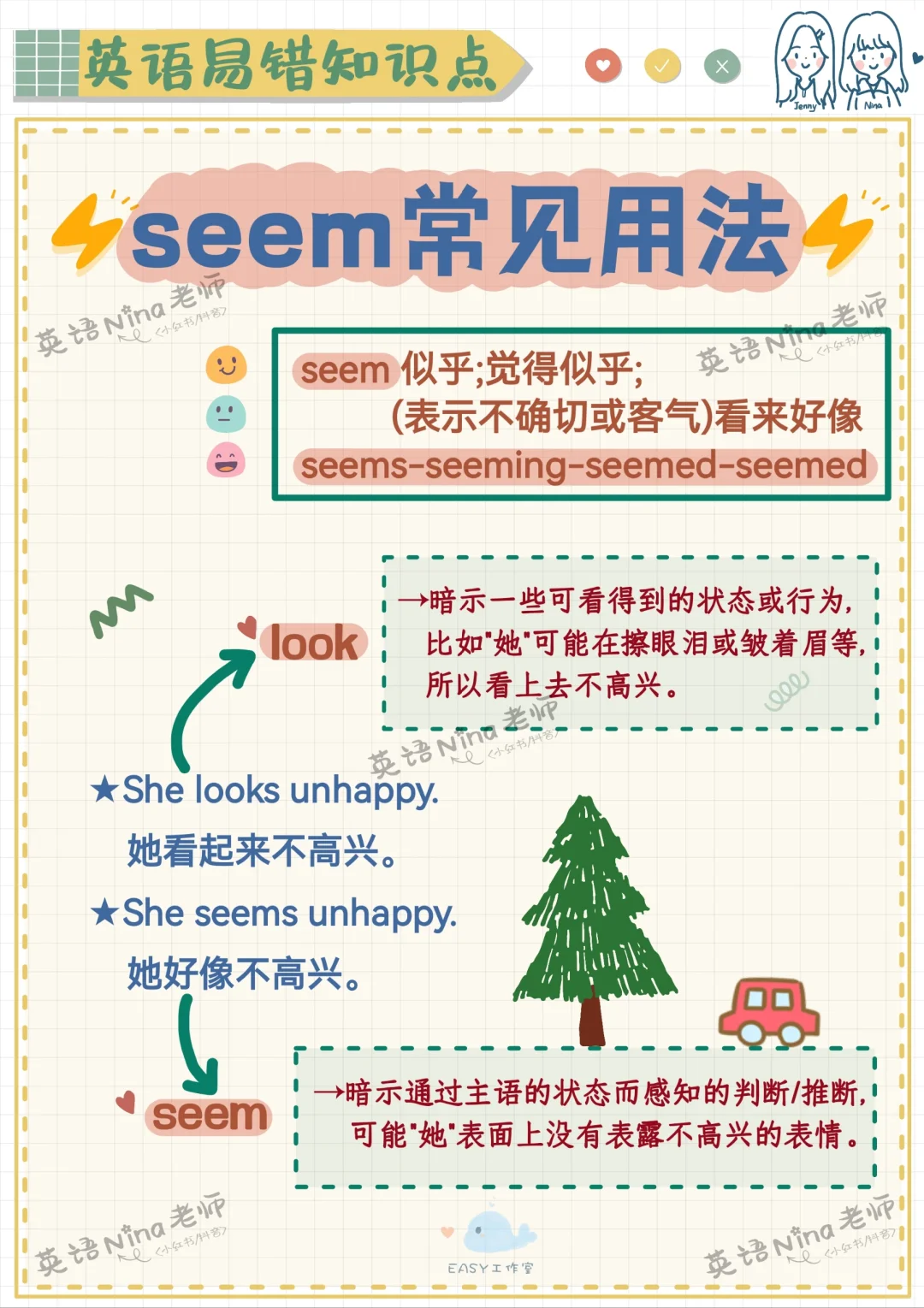 👀seem常见用法➕易错常考✔️