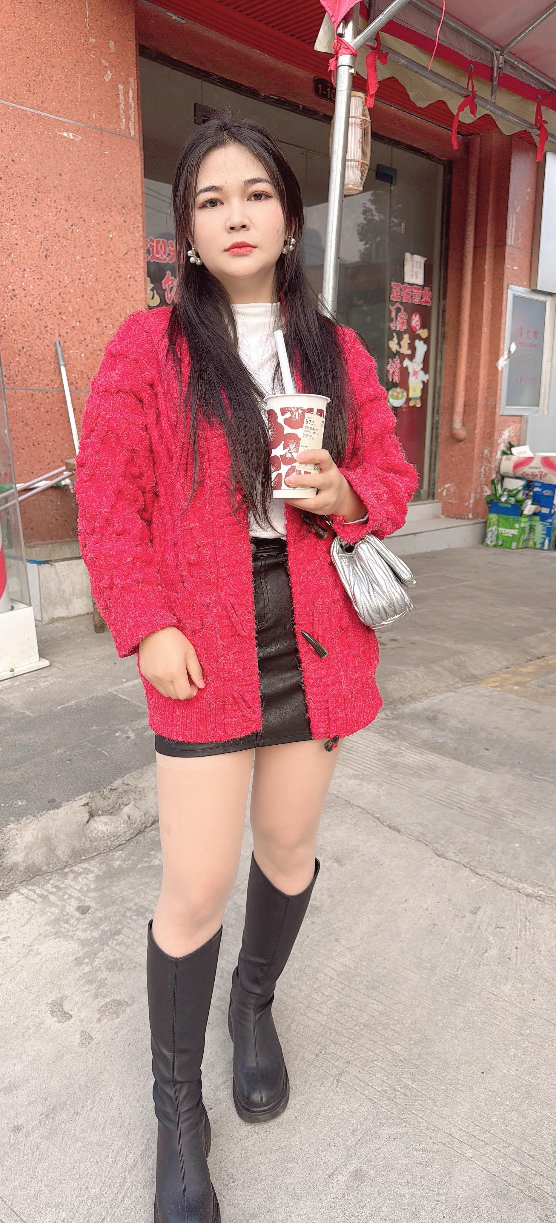 街拍穿搭 奶茶