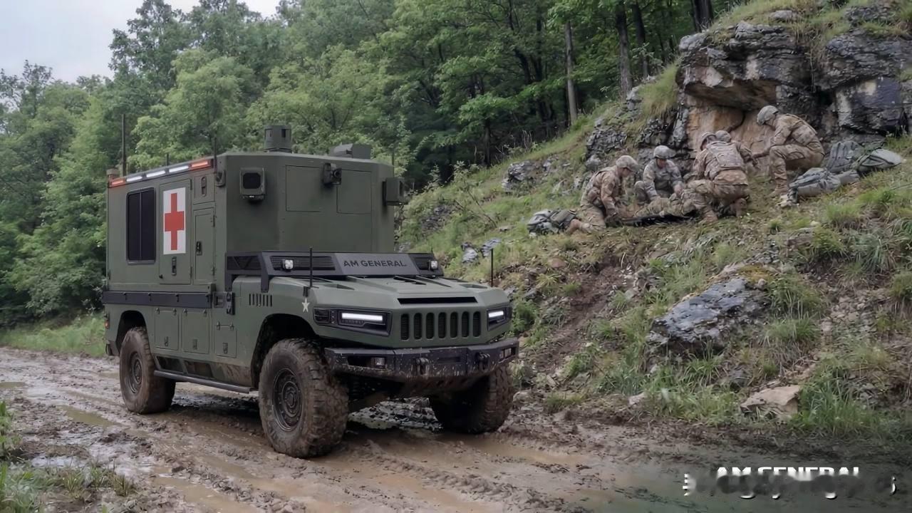 🇺🇸 美国已研发出一款基于悍马（HMMWV）的地面医疗后送机器人系统。

美