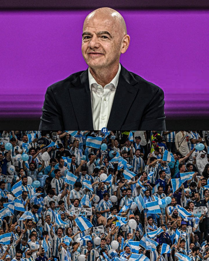 🏆世界杯开幕前几个小时，国际足联主席因凡蒂诺在新闻发布会上赞扬了阿根廷球迷：“