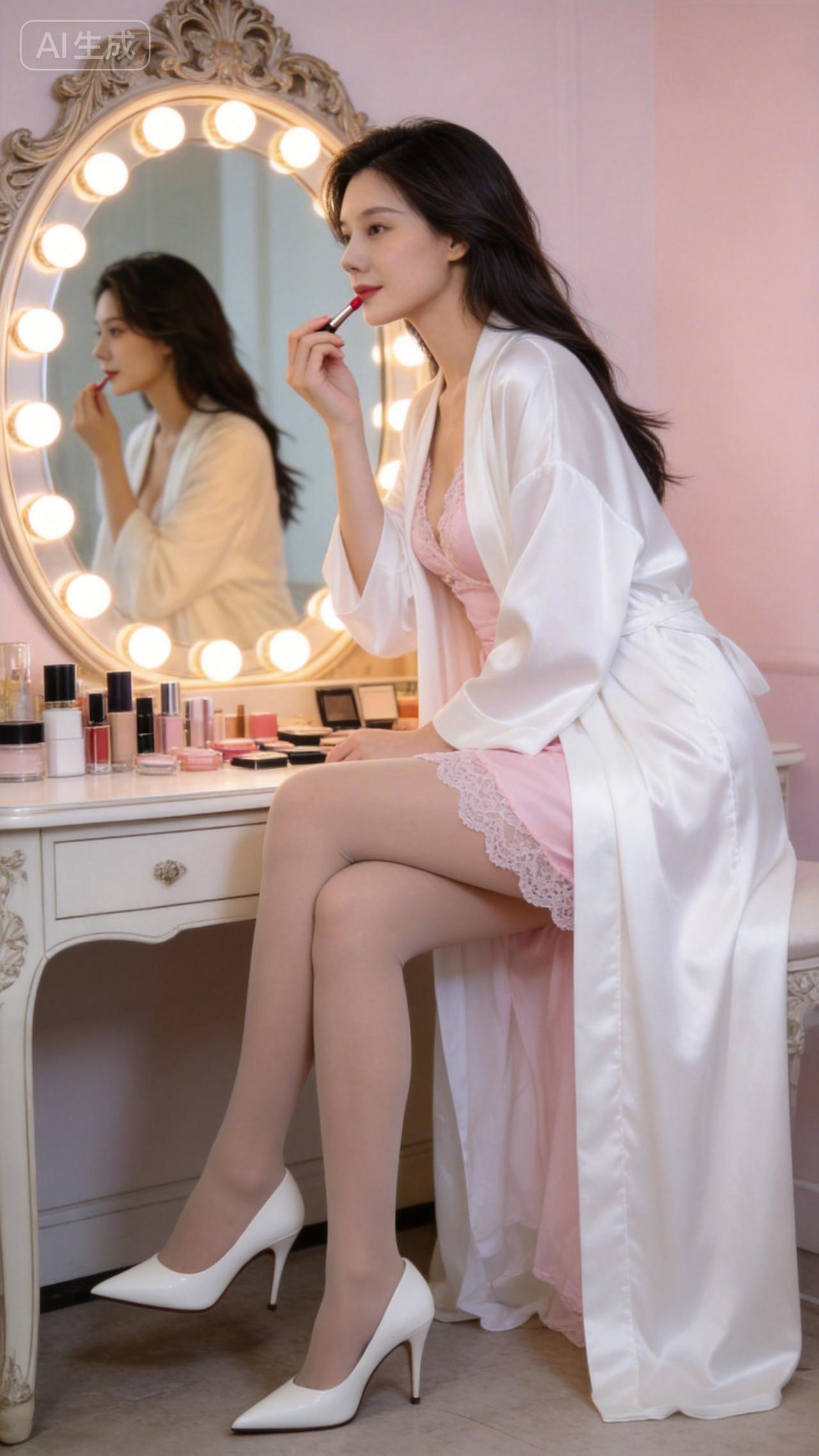 浅粉色旗袍穿搭