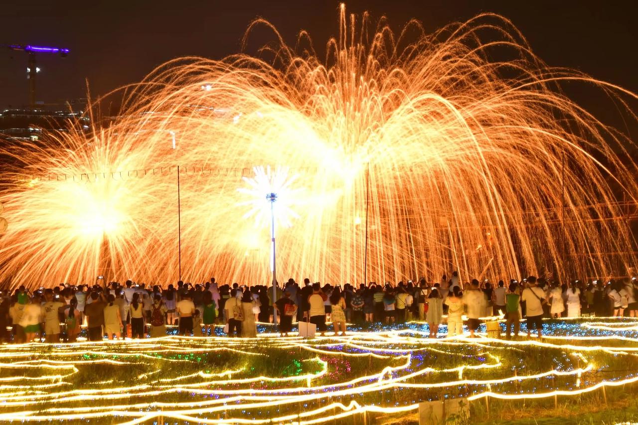 绚烂烟花下，欢聚一堂，共享美好时光。🎆🎉拍出烟花美景 炫丽城市 共享美景图片