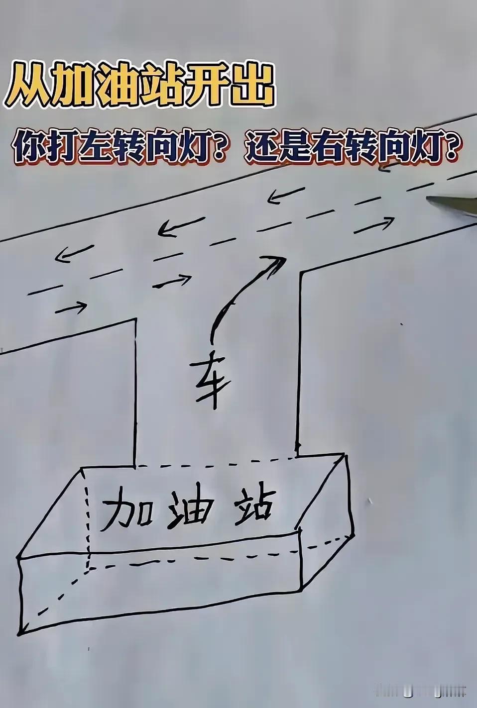 就是天王老子来了，这也得是打右转向灯！

和同事一起出去办事，车子油剩的不多了，