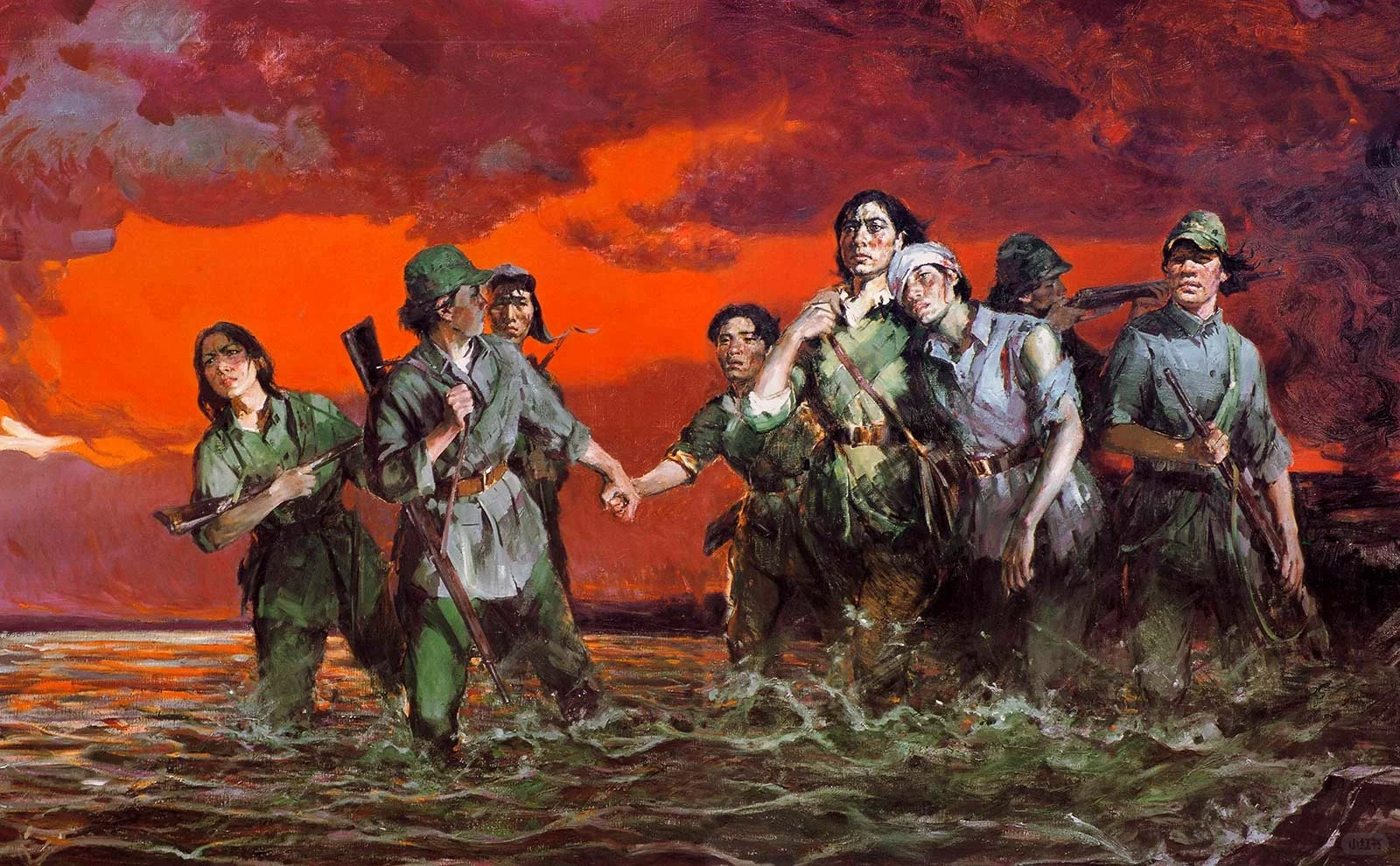 油画《八女投江》铭记历史，今天日本投降日