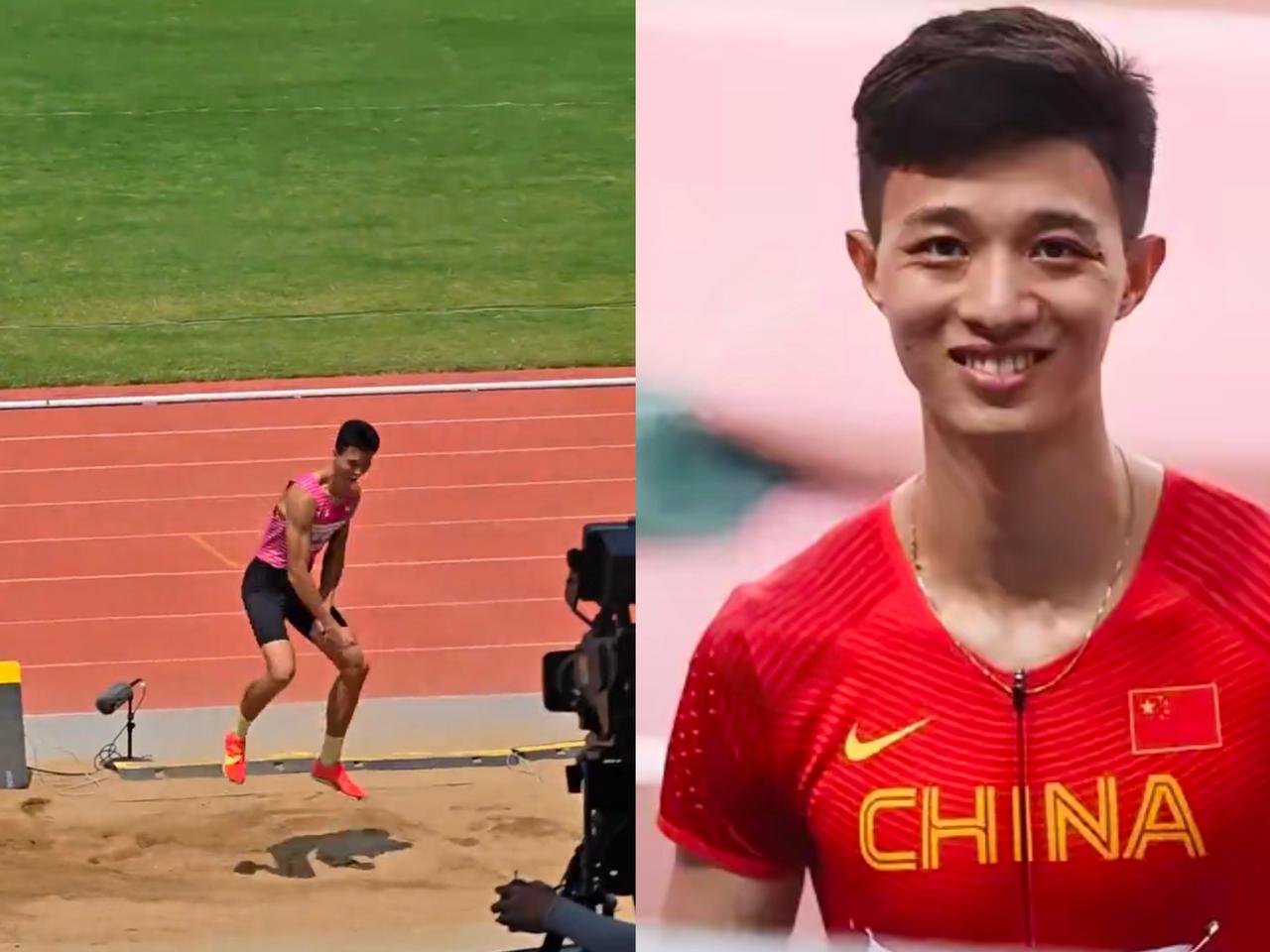 田径世锦赛男子三级跳远预赛，真让人意想不到，中国选手吴瑞庭今年才以17.68米打