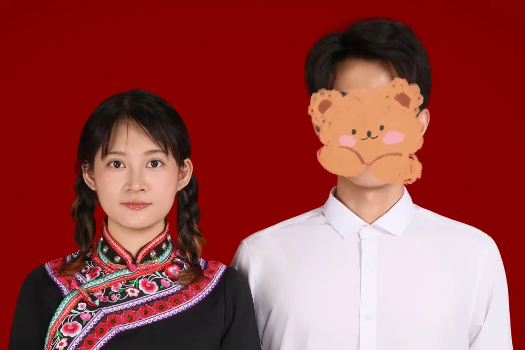 少数民族-壮族的红底登记照，应该可以过吧