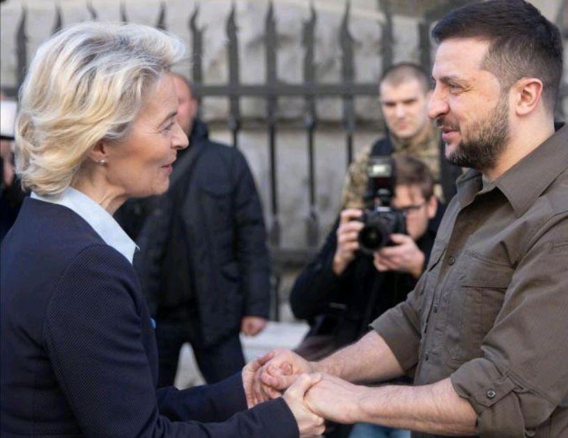 乌克兰总统泽连斯基与欧盟委员会主席冯德莱恩和欧洲理事会主席科斯塔在塞浦路斯举行了