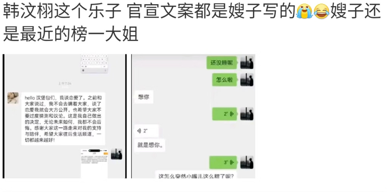 韩汶栩聊天记录里怀孕和官宣不是同一人啊！？这是什么情况