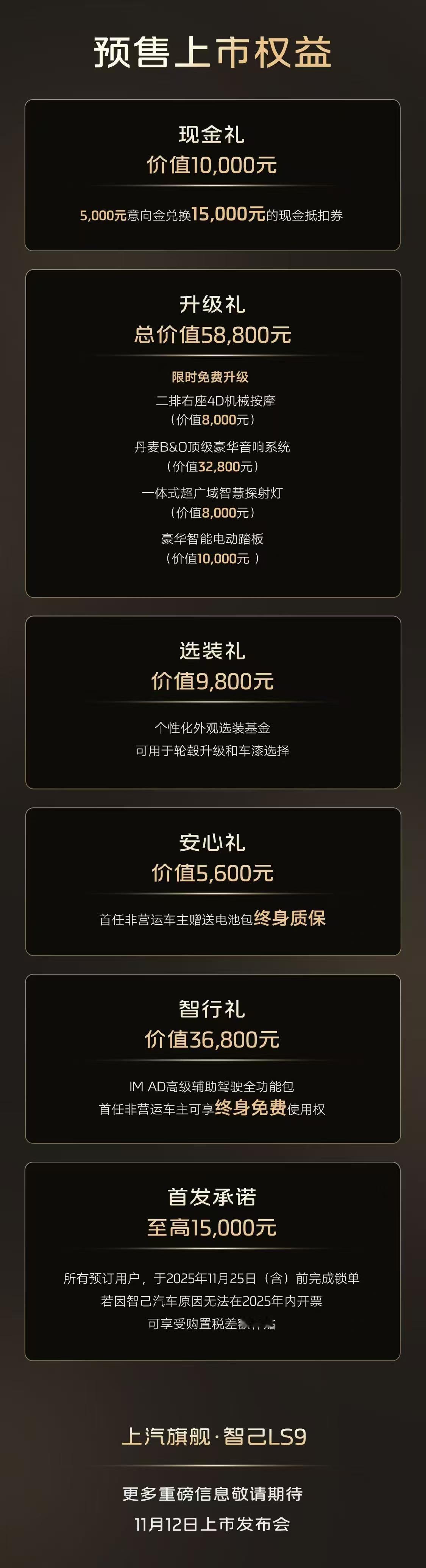 车盟快讯：今晚，上汽集团旗舰新能源SUV智己LS9正式开启预售，预售价区间33.