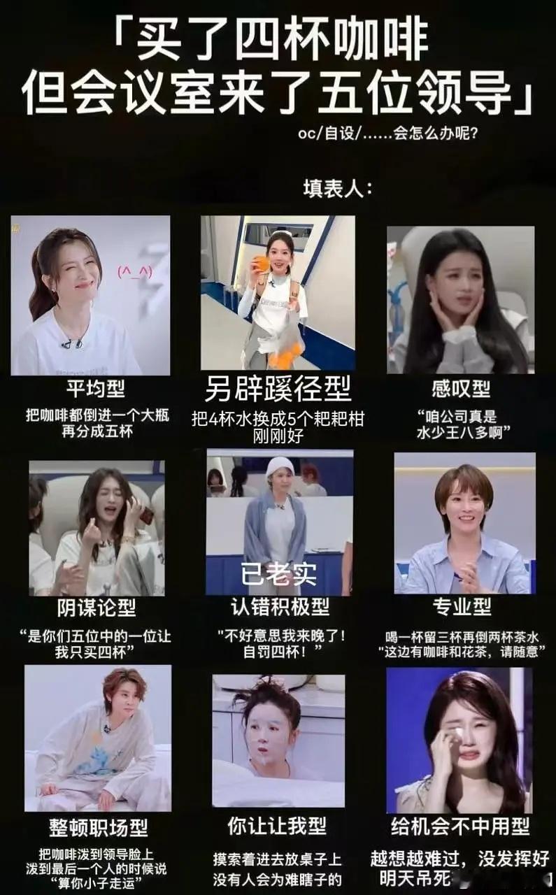 乘风2026｜买了四杯咖啡来了五位领导，姐姐们怎么分。。。。谁做的这个图啊笑死我