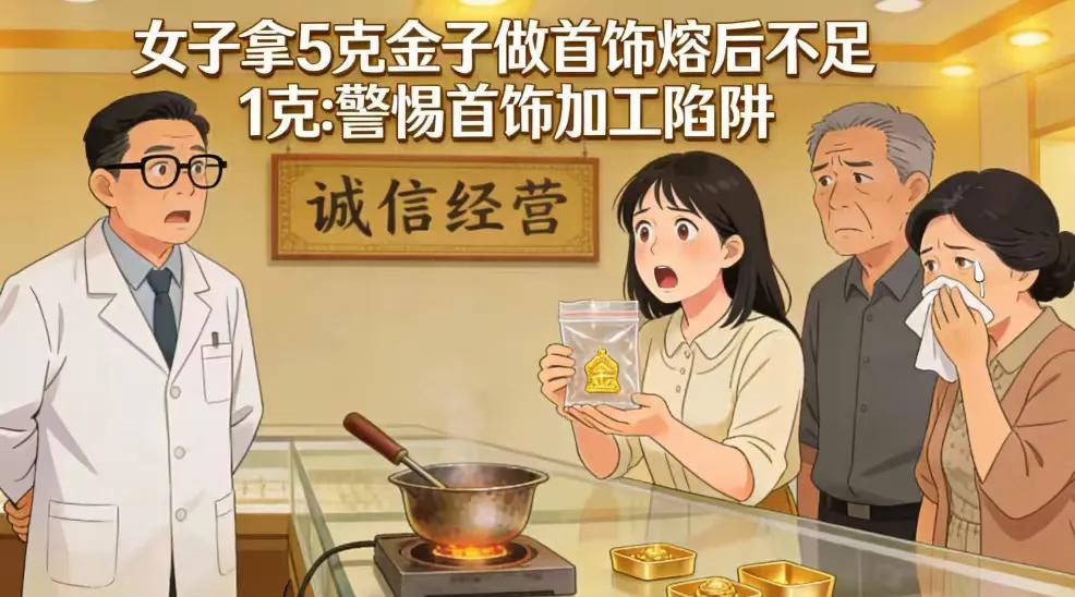 女子带5克黄金做首饰，熔炼后惊现“金蒸发”：不足1克！监控拍下离奇一幕
一锭沉甸